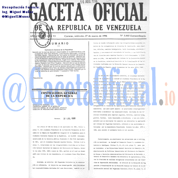 Gaceta Oficial 5055 del 27 Marzo 1996