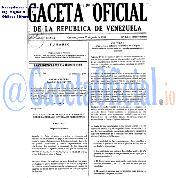 Gaceta Oficial 5075 del 27 Junio 1996
