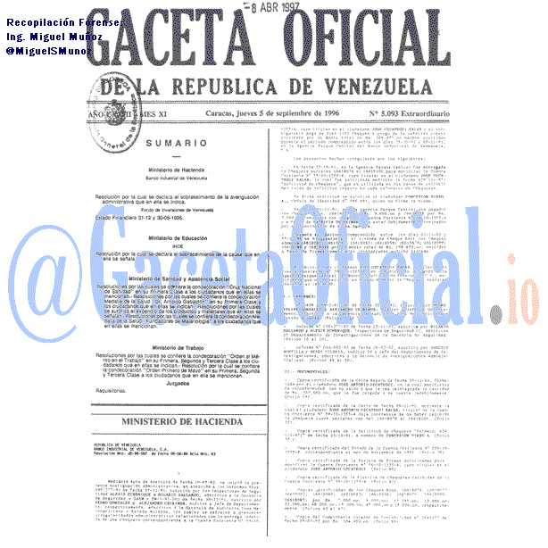 Gaceta Oficial 5093 del 5 Septiembre 1996