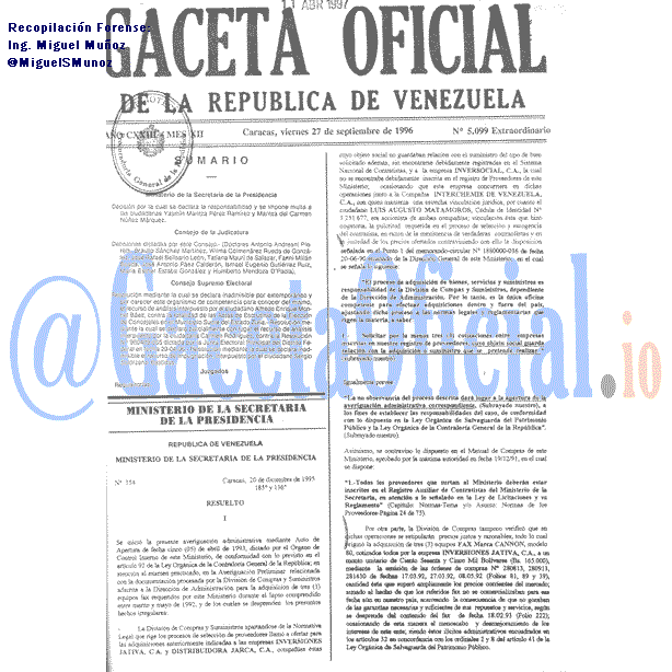 Gaceta Oficial 5099 del 27 Septiembre 1996