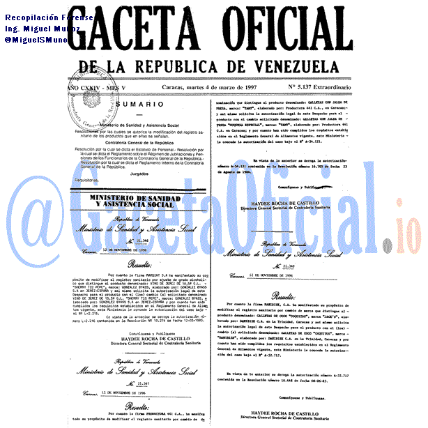 Gaceta Oficial 5137 del 4 Marzo 1997