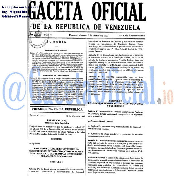 Gaceta Oficial 5138 del 7 Marzo 1997