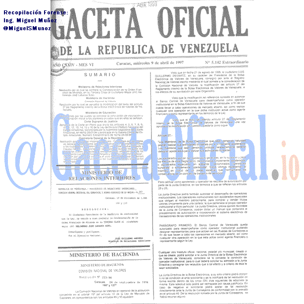 Gaceta Oficial 5142 del 9 Abril 1997