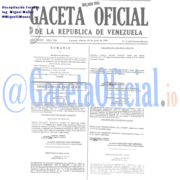 Gaceta Oficial 5149 del 10 Junio 1997