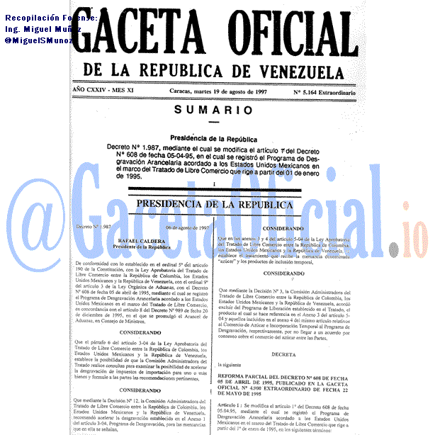 Gaceta Oficial 5164 del 19 Agosto 1997