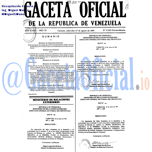 Gaceta Oficial 5165 del 27 Agosto 1997