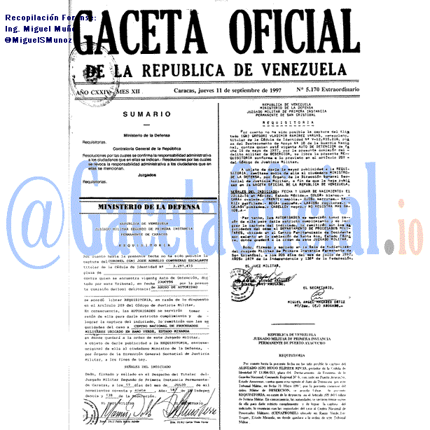 Gaceta Oficial 5170 del 11 Septiembre 1997