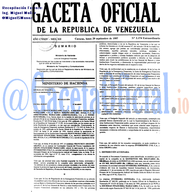 Gaceta Oficial 5174 del 29 Septiembre 1997