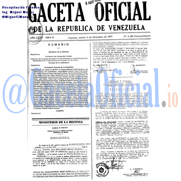 Gaceta Oficial 5185 del 2 Diciembre 1997