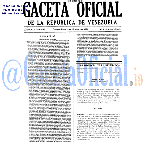 Gaceta Oficial 5198 del 29 Diciembre 1997