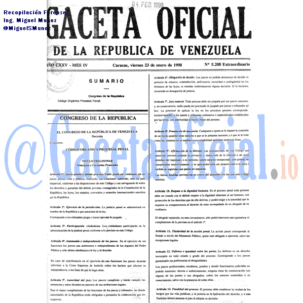 Gaceta Oficial 5208 del 23 Enero 1998