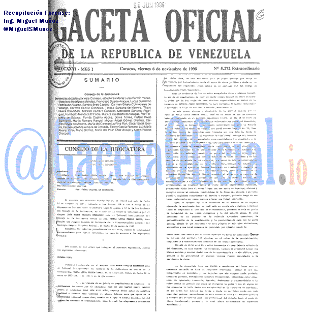 Gaceta Oficial 5272 del 6 Noviembre 1998