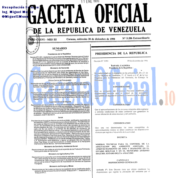 Gaceta Oficial 5286 del 30 Diciembre 1998