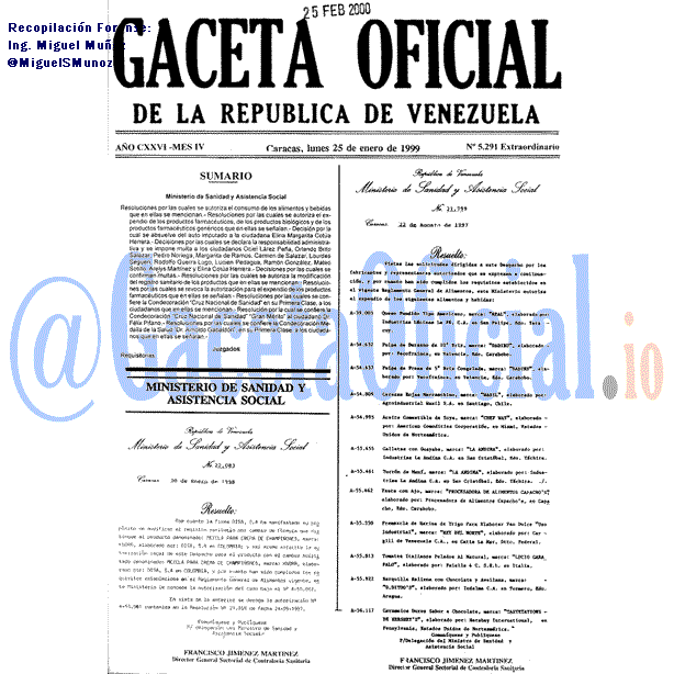 Gaceta Oficial 5291 del 25 Enero 1999