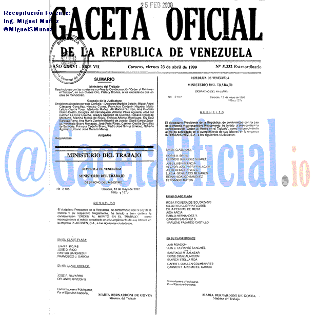 Gaceta Oficial 5332 del 23 Abril 1999
