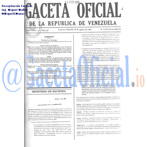 Gaceta Oficial 5376 del 25 Agosto 1999