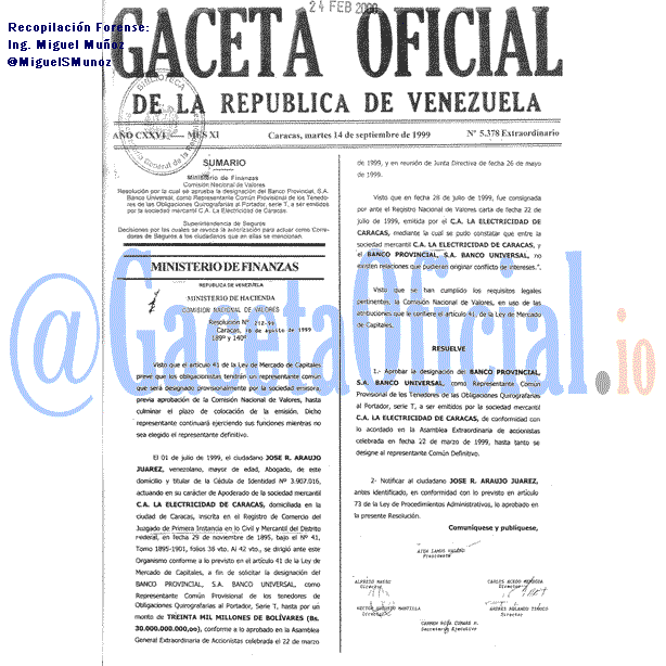 Gaceta Oficial 5378 del 14 Septiembre 1999