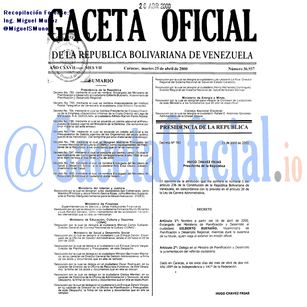 Gaceta Oficial 36937 del 25 Abril 2000