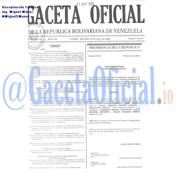 Gaceta Oficial 36947 del 10 Mayo 2000