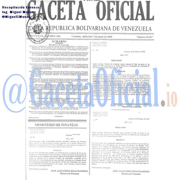 Gaceta Oficial 36967 del 7 Junio 2000