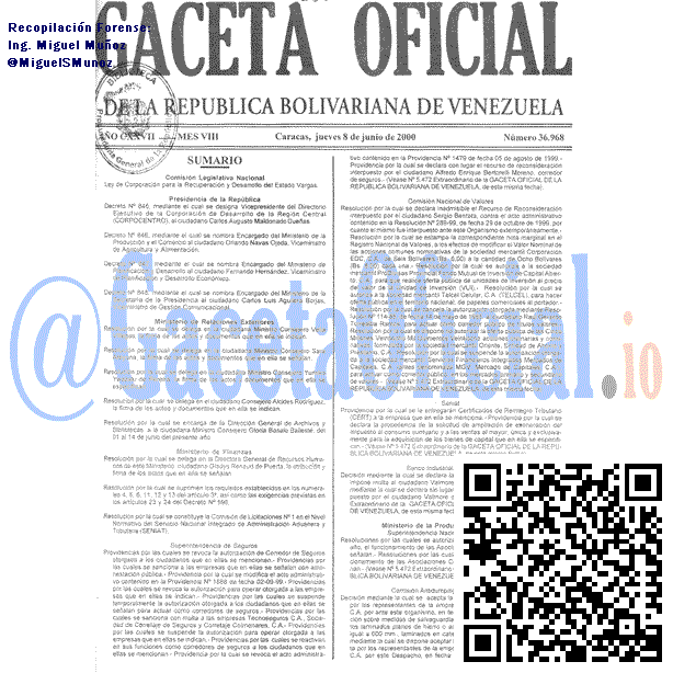 Gaceta Oficial 36968 del 8 Junio 2000