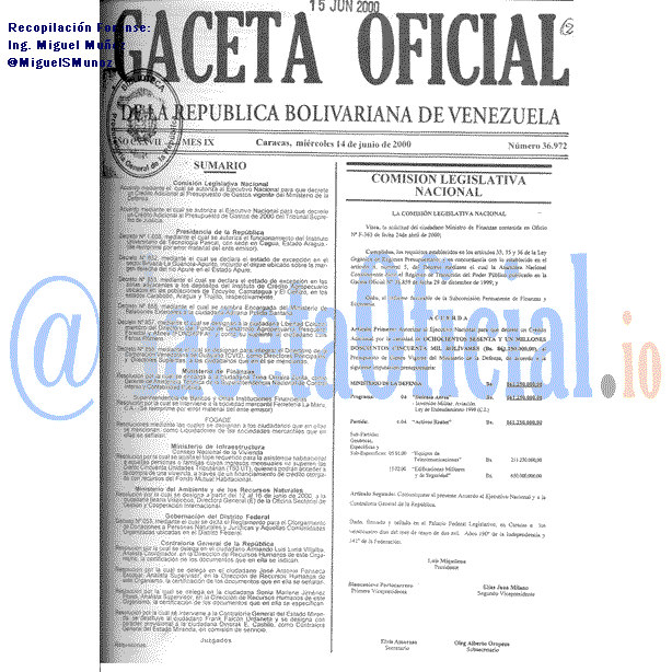 Gaceta Oficial 36972 del 14 Junio 2000