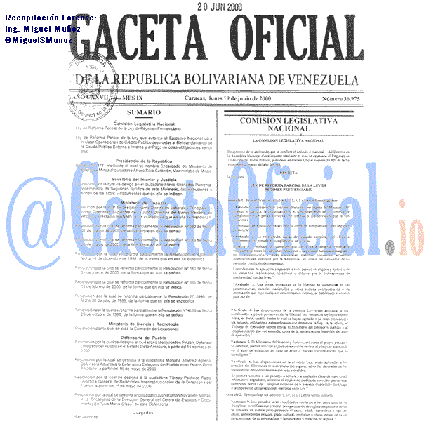 Gaceta Oficial 36975 del 19 Junio 2000