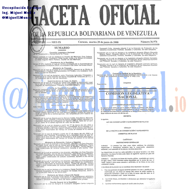 Gaceta Oficial 36976 del 20 Junio 2000
