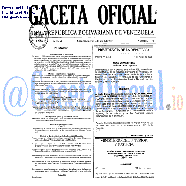 Gaceta Oficial 37174 del 5 Abril 2001