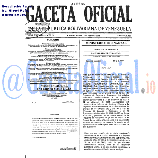 Gaceta Oficial 38359 del 17 Enero 2006