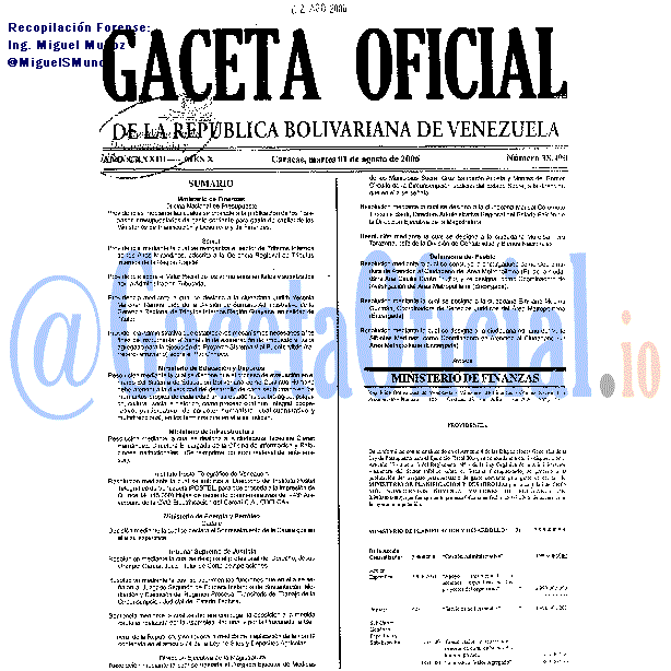 Gaceta Oficial 38490 del 1 Agosto 2006