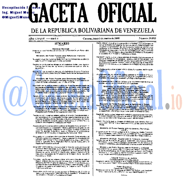 Gaceta Oficial 38882 del 3 Marzo 2008