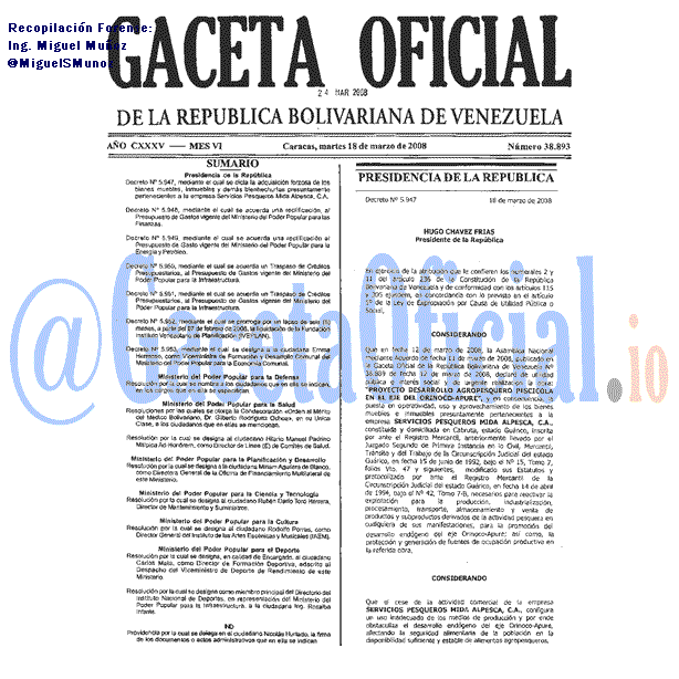 Gaceta Oficial 38893 del 18 Marzo 2008
