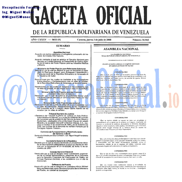 Gaceta Oficial 38965 del 3 Julio 2008