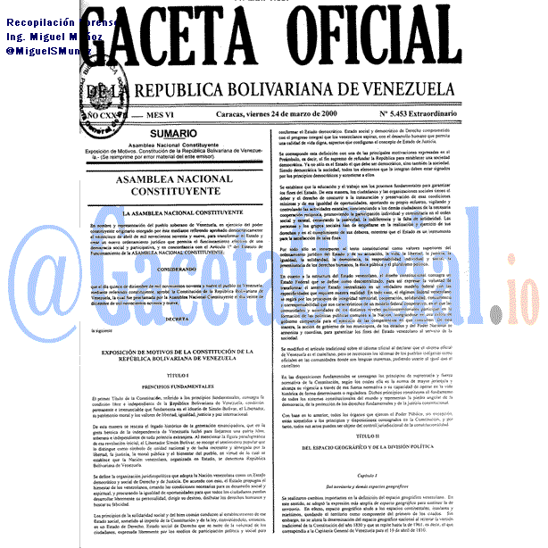 Gaceta Oficial 5453 del 24 Marzo 2000