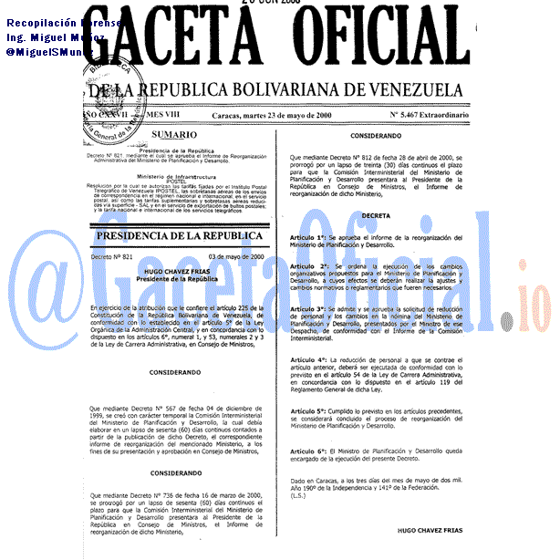 Gaceta Oficial 5467 del 23 Mayo 2000