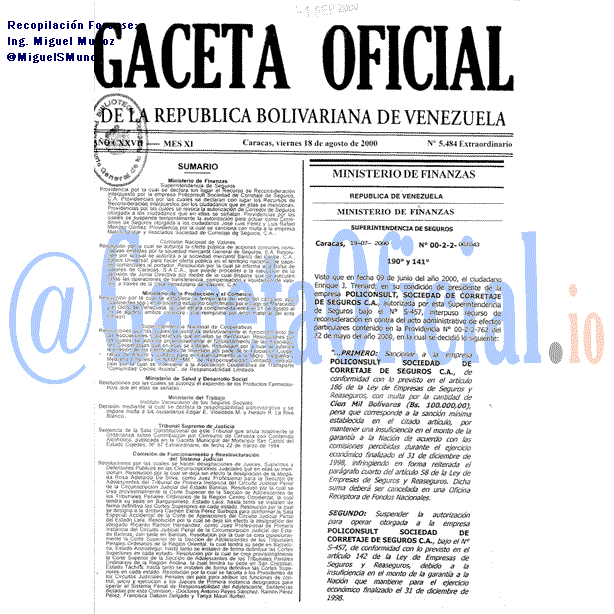 Gaceta Oficial 5484 del 18 Agosto 2000