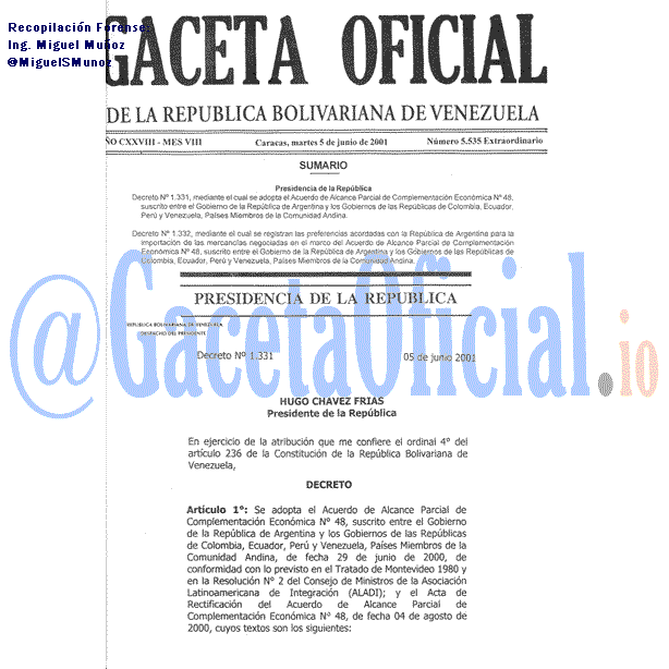 Gaceta Oficial 5535 del 5 Junio 2001
