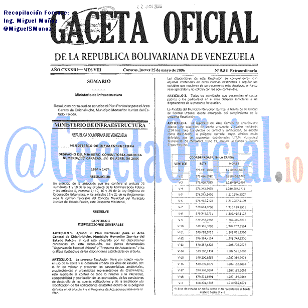 Gaceta Oficial 5811 del 25 Mayo 2006