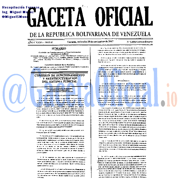 Gaceta Oficial 5858 del 28 Noviembre 2007