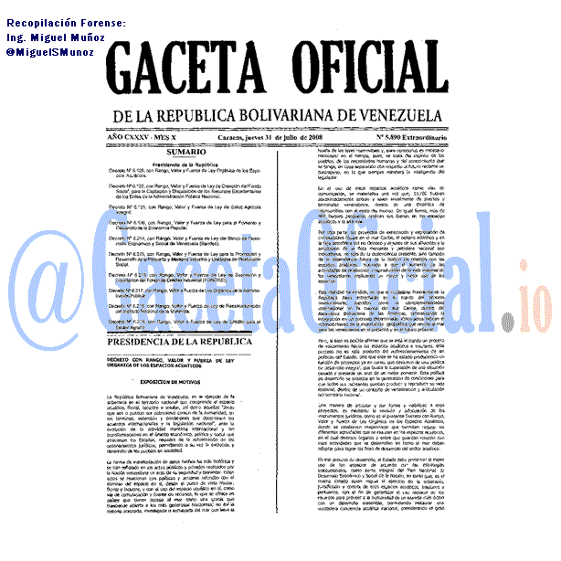 Gaceta Oficial 5890 del 31 Julio 2008
