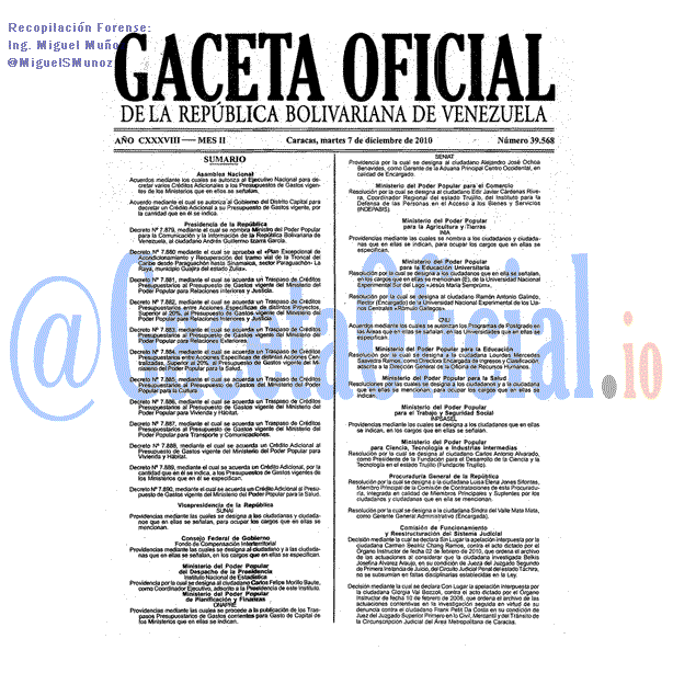 Gaceta Oficial 39568 del 7 Diciembre 2010