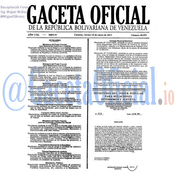 Gaceta Oficial 40093 del 18 Enero 2012