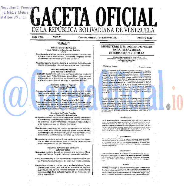 Gaceta Oficial 40121 del 1 Marzo 2013