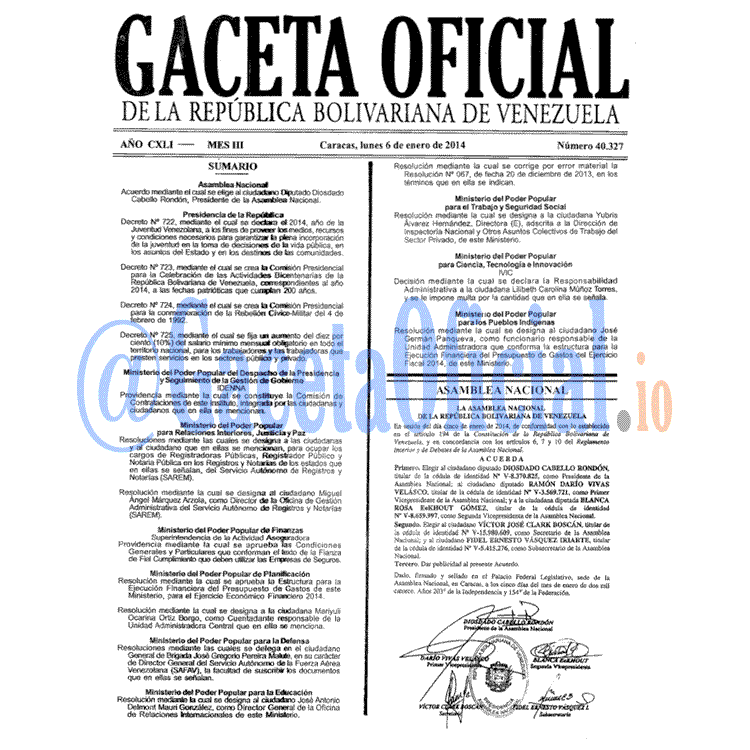Gaceta Oficial, Gaceta 40327, Gaceta 40327 HD, Gaceta #40327, Gaceta Oficial Venezuela #40327