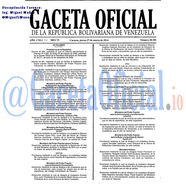 Gaceta Oficial 40382 del 28 Marzo 2014