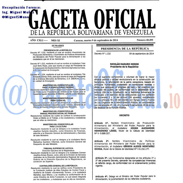 Gaceta Oficial 40493 del 9 Septiembre 2014