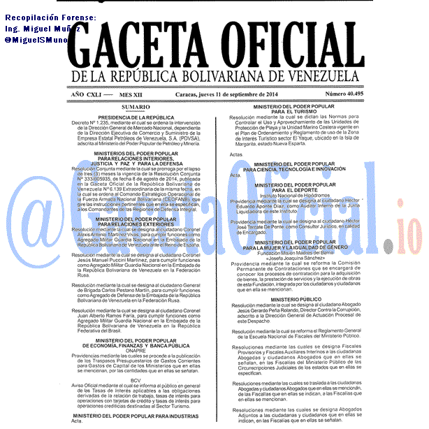 Gaceta Oficial 40495 del 11 Septiembre 2014