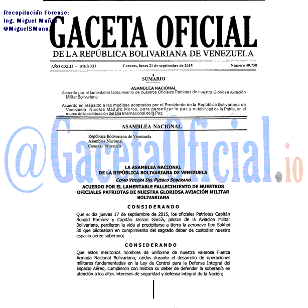 Gaceta Oficial 40750 del 21 septiembre 2015