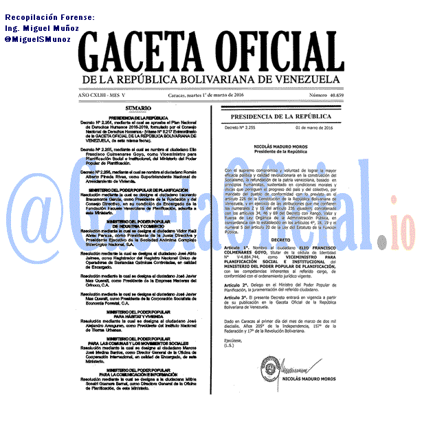 Gaceta Oficial 40859 del 1 marzo 2016